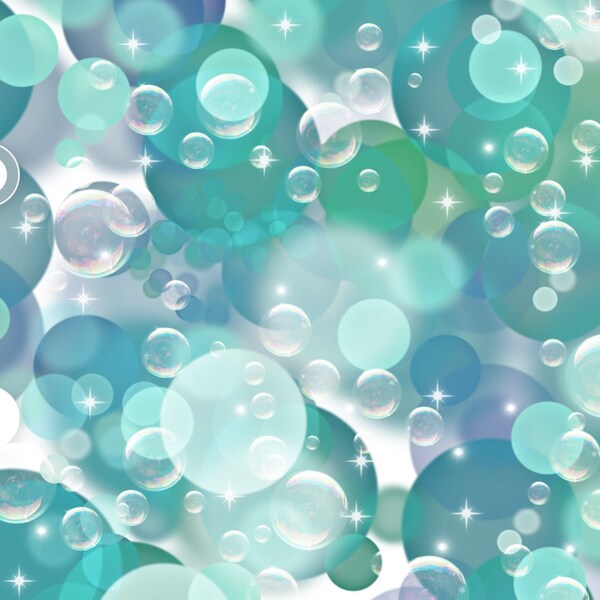 Bubbles turquoise and mint green print