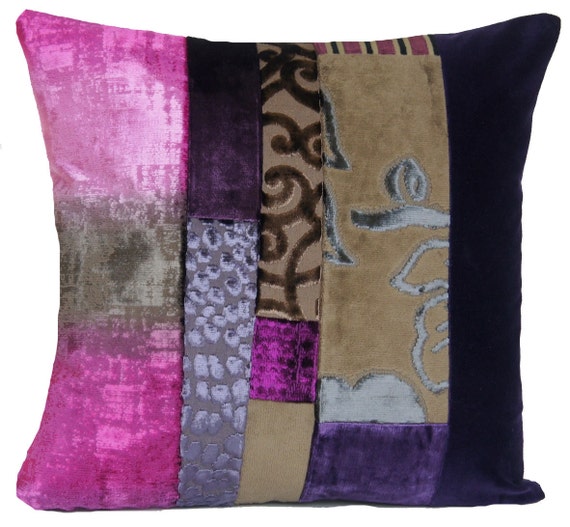 Purple Decorative Pillow Throw Case Unique Designers Fabric Etsy