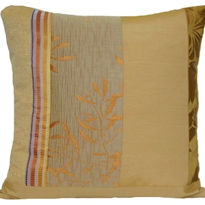 Sale From 39.99 to 29.99 Gold Designers Fabric Hanmade Unique Contemporary Silk Patchwork Cushion Cover Unique Modren Pillow Throw Case