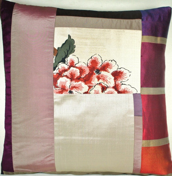 Pink Flower Unique Christmas Gift Patchwork Decorative Pillow Etsy