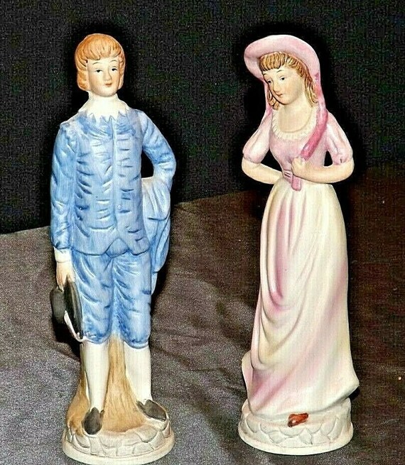 Pink Girl and Blue Boy Figurines AA202296 Vintage Etsy