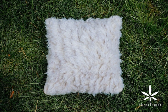 Hemp fur square throw pillow. Faux fur Mongolian Faux Fur Pillow Cover, 26