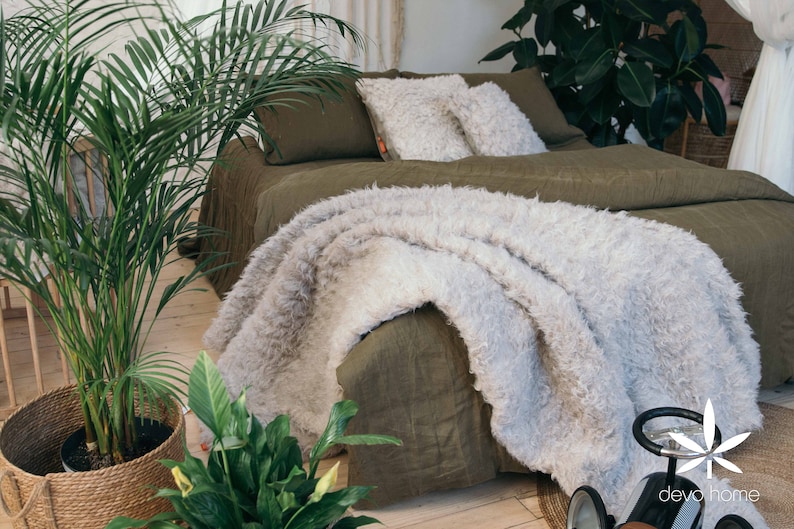 NEW Hemp Fur Throw Blanket Linen Lining. Custom 150x220cm. Etsy