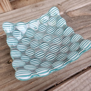 Decorative fused glass optic bowl, handmade, glass bowl, unique gift, serving bowl, trinket dish