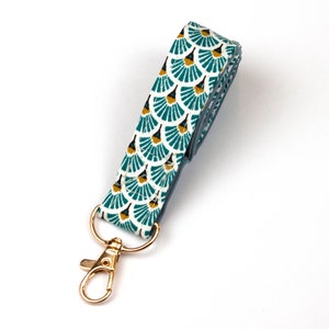 Lanyard artdeco turquoise-or, dragonne pour téléphone portable image 6