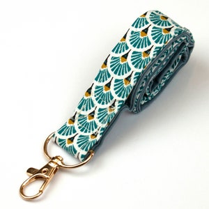 Lanyard artdeco turquoise-or, dragonne pour téléphone portable image 1