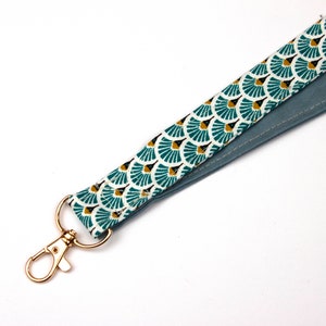 Lanyard artdeco turquoise-or, dragonne pour téléphone portable image 7