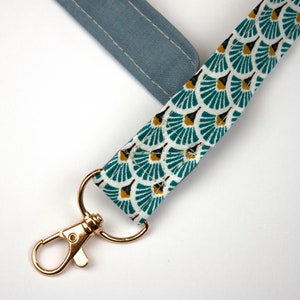 Lanyard artdeco turquoise-or, dragonne pour téléphone portable image 3