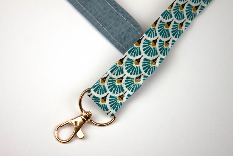 Lanyard artdeco turquoise-or, dragonne pour téléphone portable image 3