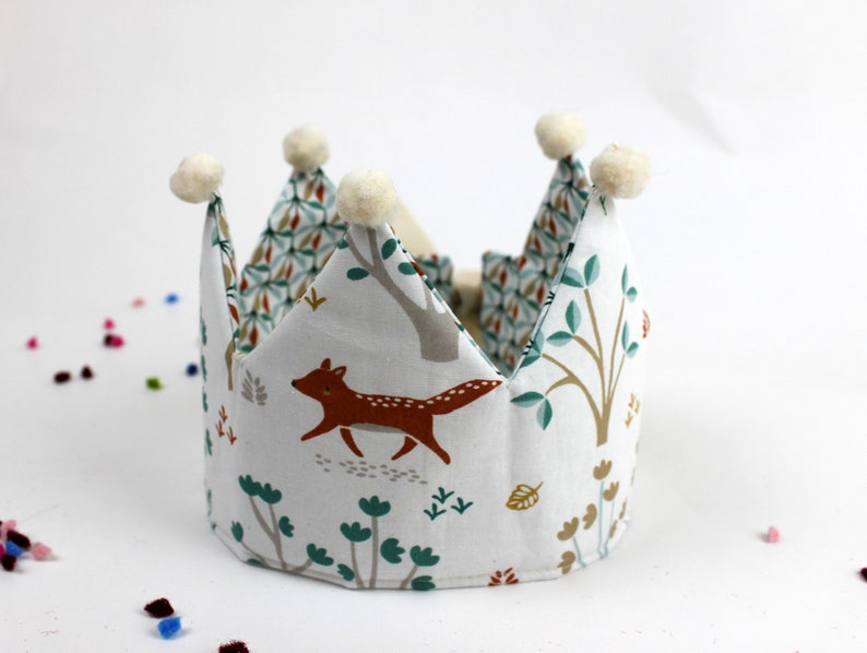 Birthday crown with number forest animals with bobbles children/'s birthday