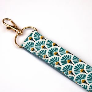 Lanyard artdeco turquoise-or, dragonne pour téléphone portable image 2