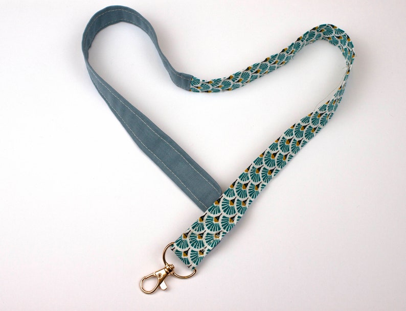 Lanyard artdeco turquoise-or, dragonne pour téléphone portable image 4