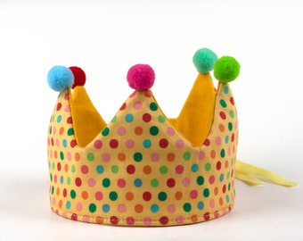 Birthday crown with number, children's birthday confetti funny dots