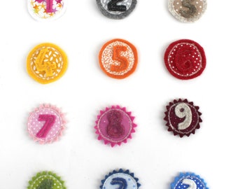 Numbers 1-9 made of felt for birthday crowns plan chain medallion medals