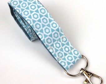 Lanyard graphic turquoise, mobile phone strap, rhombus, honeycomb