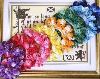 8 Shades of Rainbow single frills fluffy lace crochet Hair Scrunchies, Lace Hair Tie, Women Hair Accessaries