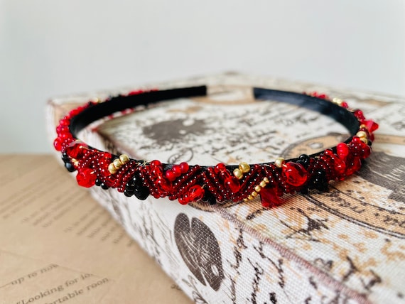 The Red and the Black Swarovski Crystal Tiara Red Alice Band  display picture 3