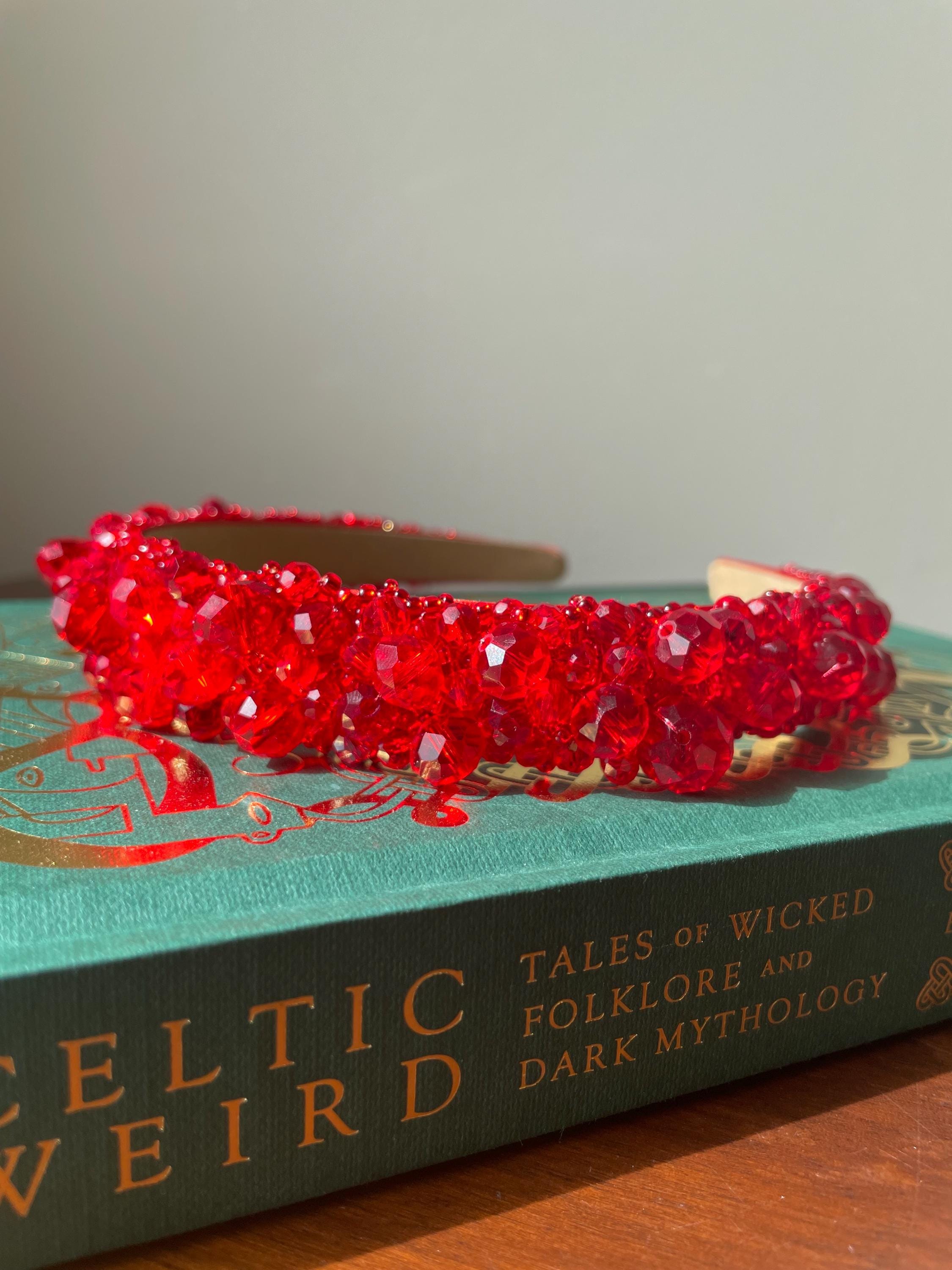New Version Romantic Red Rose Crystal Headband - 2cm Czech  display picture 2