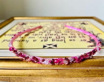 Sweet Sakura Strawberry Pink Swarovski Narrow Headband