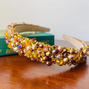 Sìthichean Òir – Golden Autumn Faerie Crown | Hand-Beaded Luxe Headband