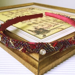 Dark Red AB Swarovski beaded Headband Red gold crystal tiara purple crystal crown Red Bridesmaid headpiece Red Hair Accessories