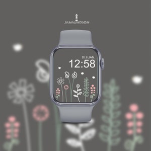 Apple Watch Wallpaper Flowers Background Image Téléchargement numérique Couleur Vieux Rose Gris foncé image 9