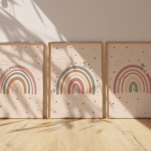 Girls Nursery Pictures Rainbow Digital Download Instant Print Set of 3 Pictures image 5