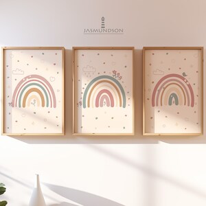 Girls Nursery Pictures Rainbow Digital Download Instant Print Set of 3 Pictures image 2