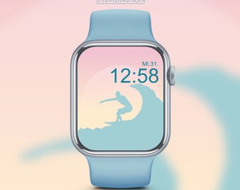 Apple Watch Wallpaper Surfer Wallpaper Téléchargement numérique Surf Sports nautiques Turquoise