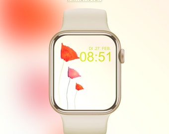 Apple Watch Wallpaper Poppy Flower Wallpaper Téléchargement numérique Fleurs sauvages Floral