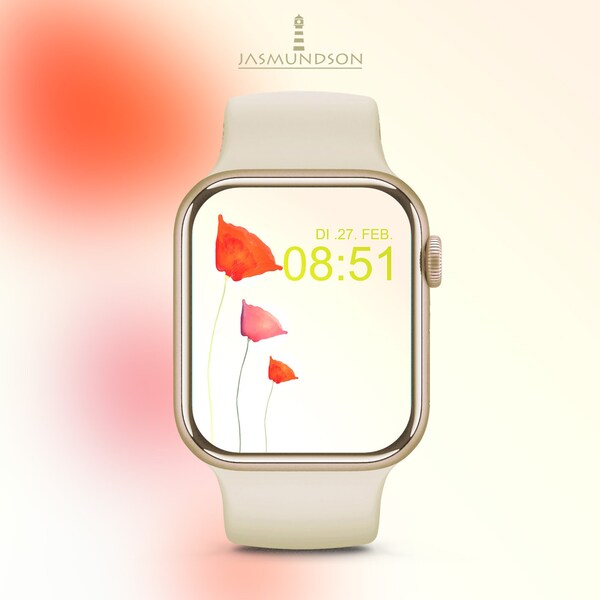 Apple Watch Wallpaper Poppy Flower Wallpaper Téléchargement numérique Fleurs sauvages Floral