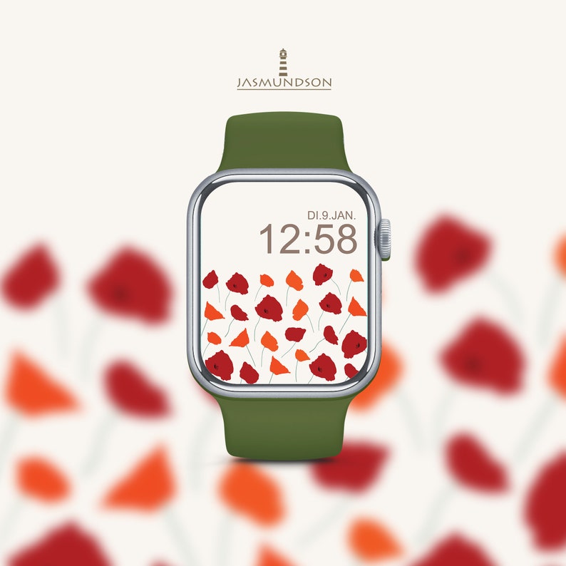 Apple Watch Wallpaper Coquelicots Fond décran Téléchargement numérique Fleurs sauvages image 7