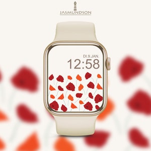 Apple Watch Wallpaper Coquelicots Fond décran Téléchargement numérique Fleurs sauvages image 1