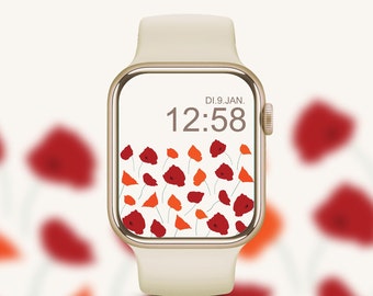 Apple Watch Wallpaper Mohnblumen Hintergrundbild digitaler Download Wildblumen