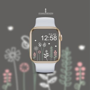 Apple Watch Wallpaper Flowers Background Image Téléchargement numérique Couleur Vieux Rose Gris foncé image 5