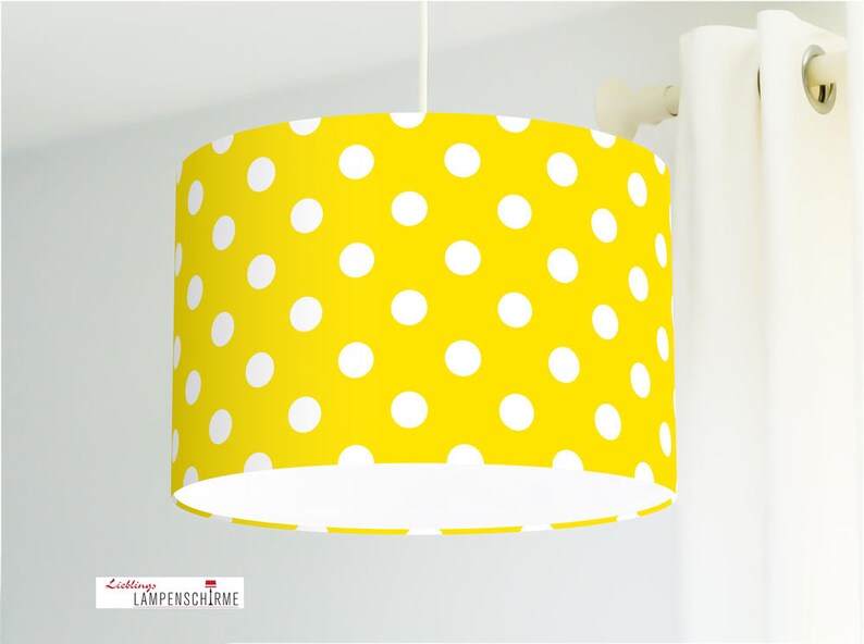 Lampshade For Children S Rooms In Yellow With White Dots Of Cotton All Colors Possible