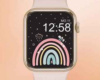 Apple Watch Wallpaper Rainbow Wallpaper Descarga digital Juguetones colores de caramelo