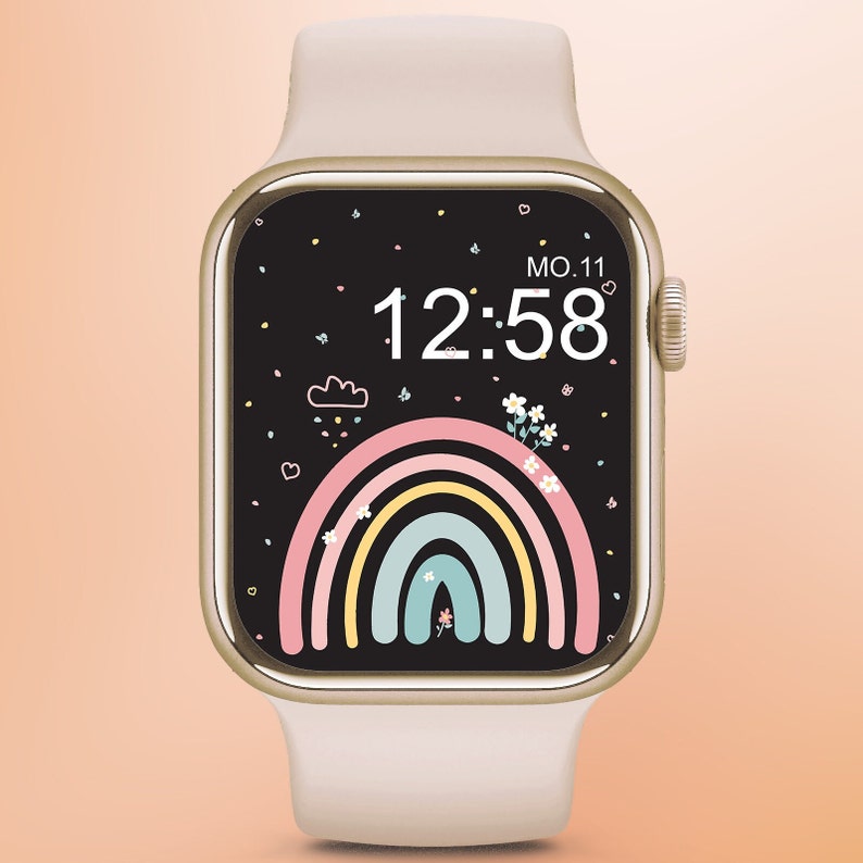 Apple Watch Wallpaper Rainbow Wallpaper Digital Download Playful Candy Colors image 1