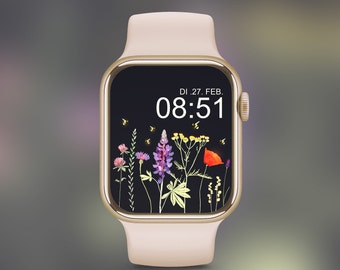 Achtergrond Apple Watch Wilde bloemen Digitale download Achtergrond