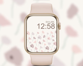 Apple Watch Wallpaper Amapolas Fondo de pantalla Descarga digital Flores silvestres
