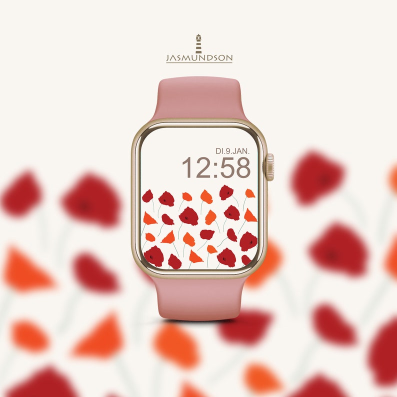 Apple Watch Wallpaper Coquelicots Fond décran Téléchargement numérique Fleurs sauvages image 3