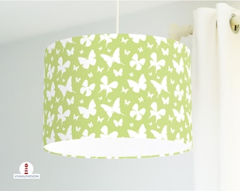 Lamp nursery girl butterflies light green from organic cotton - all colors possible