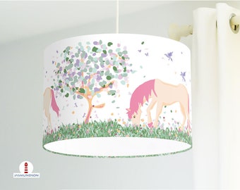 Nursery lamp girl horses pastel made of organic cotton - all colors possible