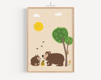 Children's Room Picture Bears Digital Download Instant Print in Many Sizes