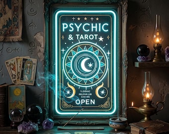 Custom Psychic Tarot Open Neon Sign: Fortune Teller Shop Decor