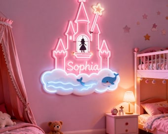 Custom Fairy Tale Castle Neon Sign - Princess Theme LED Name Night Light