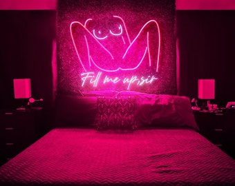 fill me up sir neon sign,girl with no clothes neon sign,custom sexy woman body led sign,couple living room neon sign,nude girl neon light