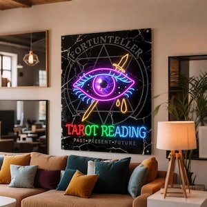 Letrero de neón personalizado para lectura de tarot, letrero LED para adivino de cartas de tarot, letrero con el logotipo de la tienda de tarot, luz de neón de tarot, letrero de tienda de tarot, letrero de Arcanos Mayores