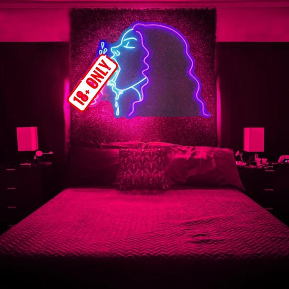 sexy girl BJ neon sign,blow job by woman led sign,dripping lips neon light,nude bar sign,erotic girl oral sex neon sign,couple bedroom decor
