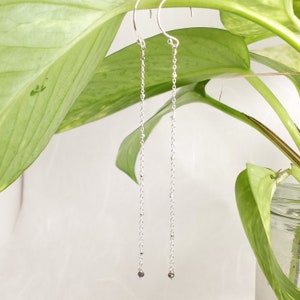 Long Delicate Dangle Earrings, Sterling Silver Chain Drop Earrings,  Lightweight Minimalist Earrings, Handmade Gift for Wife Mother Her